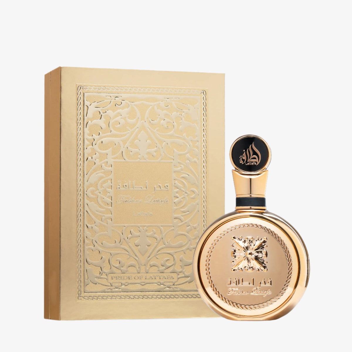 Lattafa Fakhar Gold Extrait EDP bottle with box