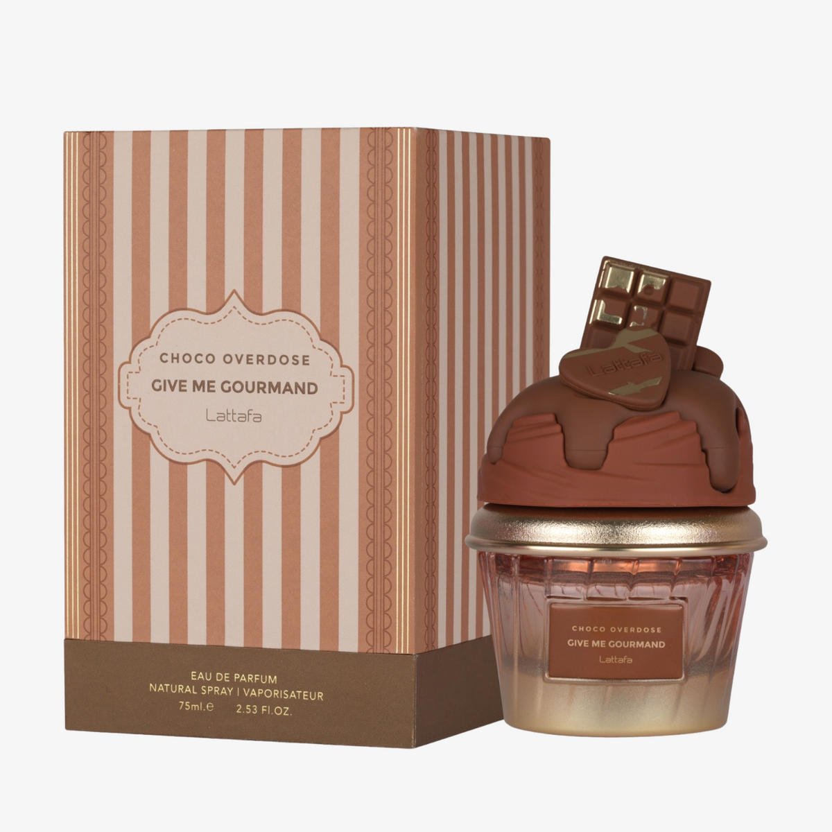 Lattafa Give Me Gourmand Choco Overdose Eau de Parfum 2.5 oz / 75 ml - Chocolate Fudge Caramel Vanilla Unisex Perfume Spray DynoScent
