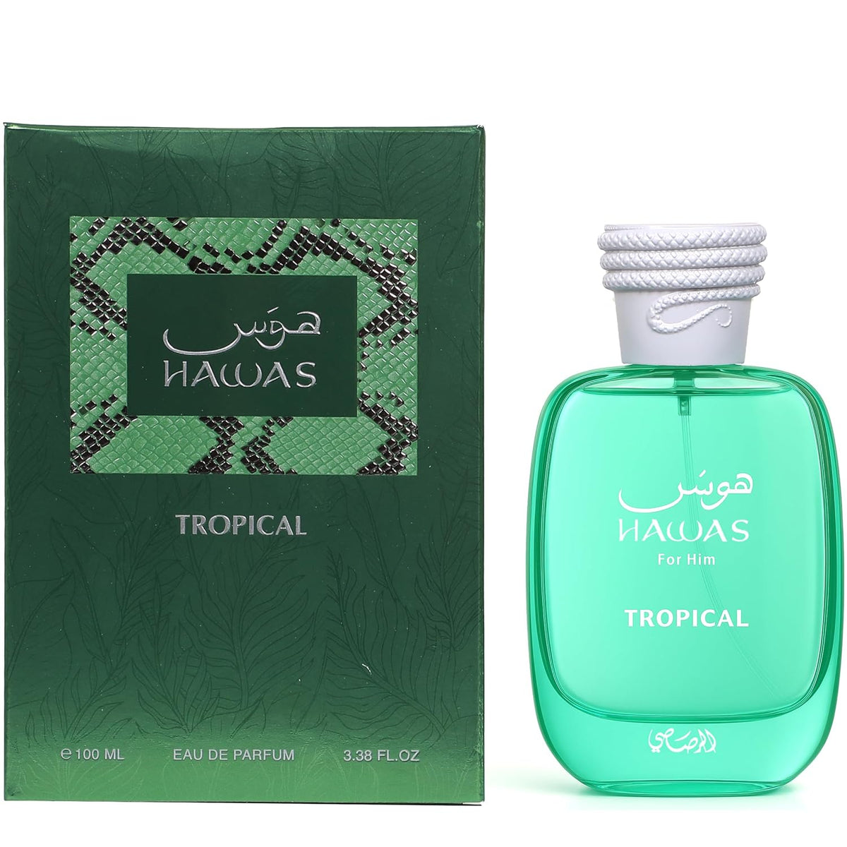 Rasasi Hawas Tropical Eau de Parfum 3.4 oz / 100 ml - Coconut Fig Ginger Aquatic Men's Cologne Spray DynoScent