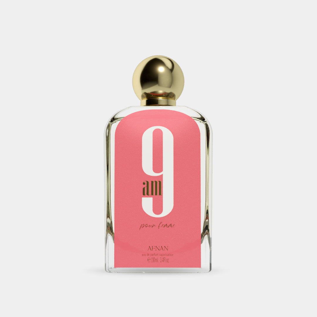 Afnan 9AM Pour Femme Eau de Parfum 3.4 oz / 100 ml - Citrus Black Currant Raspberry Musk Women's Perfume Spray DynoScent