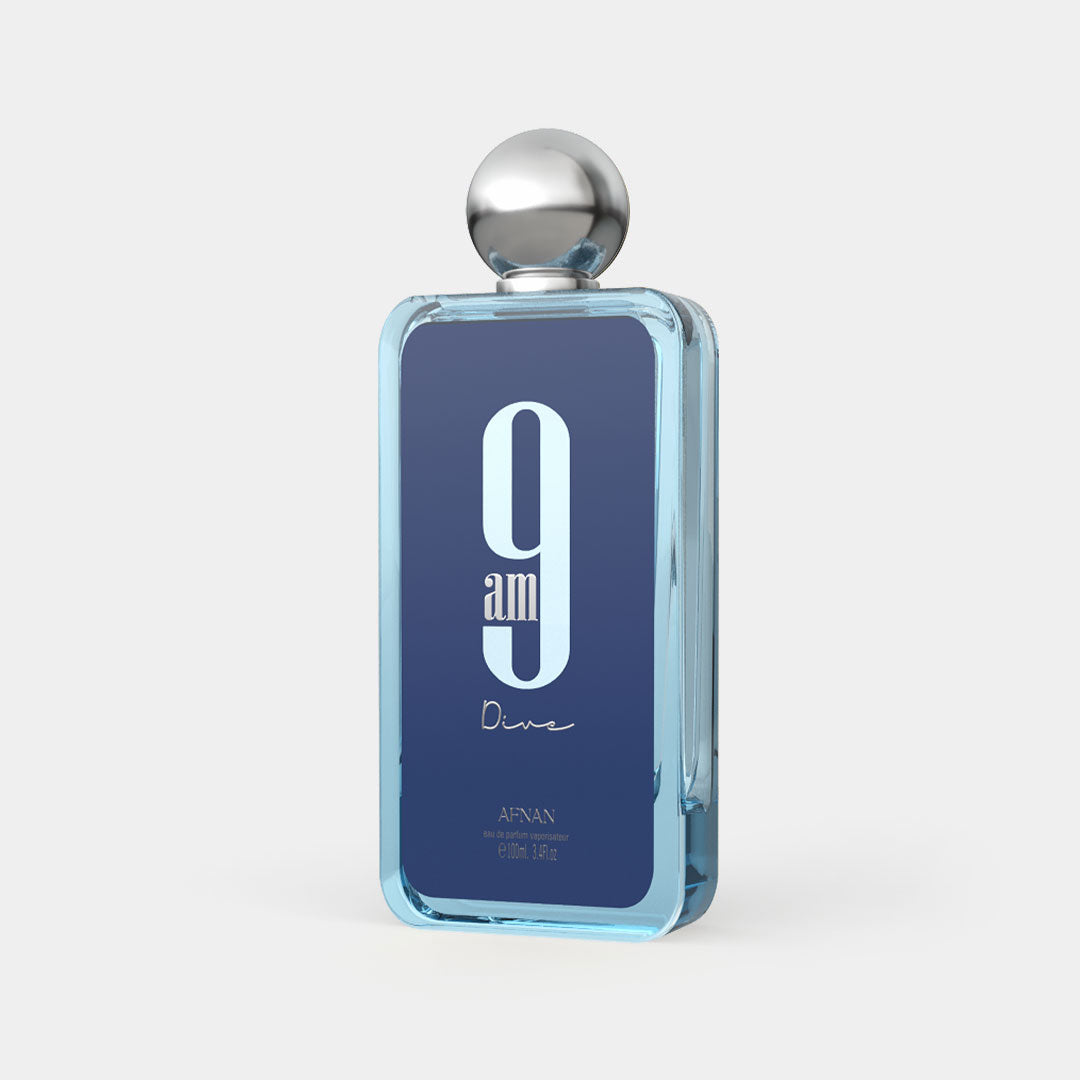 Afnan 9AM Dive EDP bottle with box