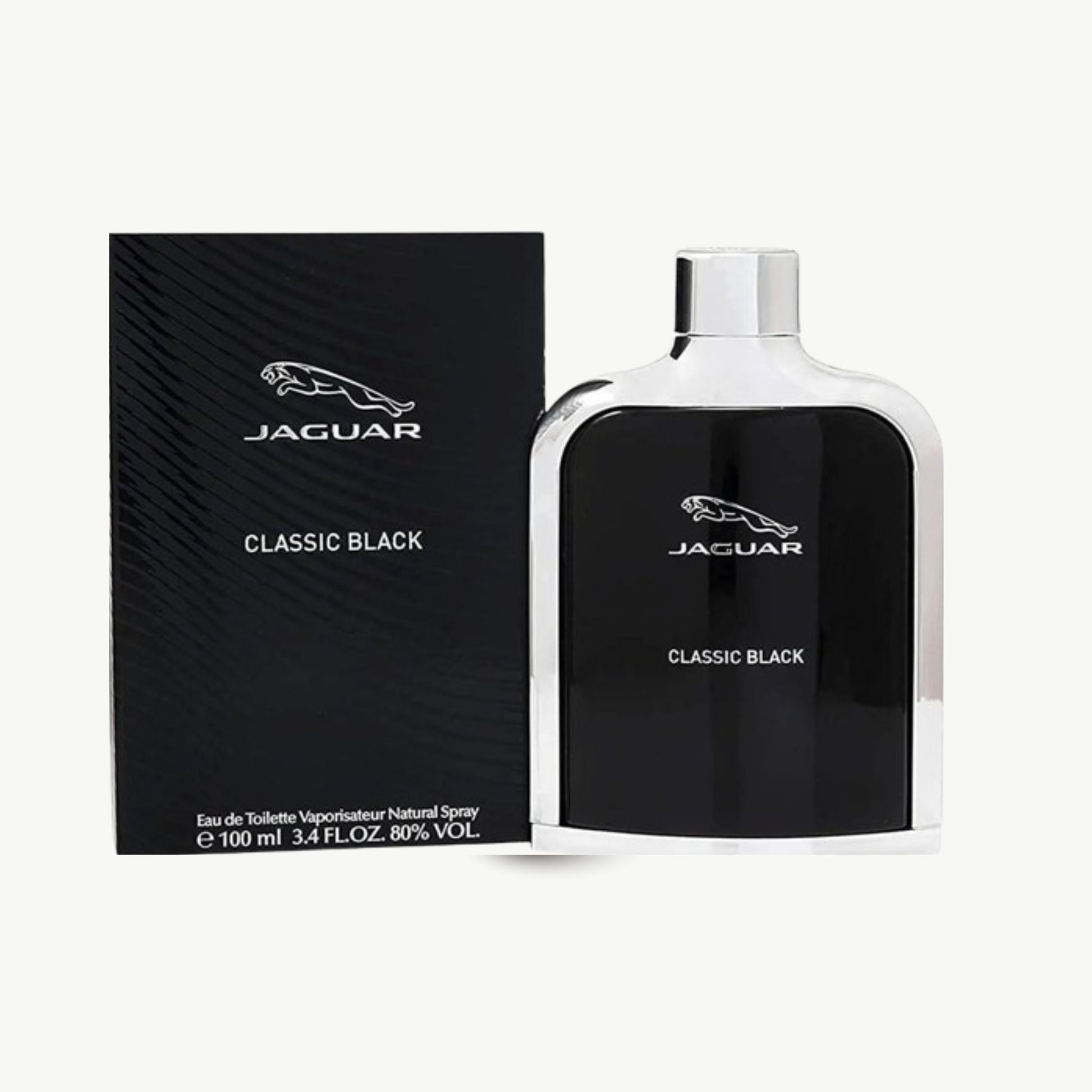 Jaguar Classic Black perfume bottle and packaging on a white background